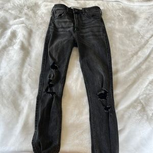 Abercrombie and fitch dark grey high rise ankle jean